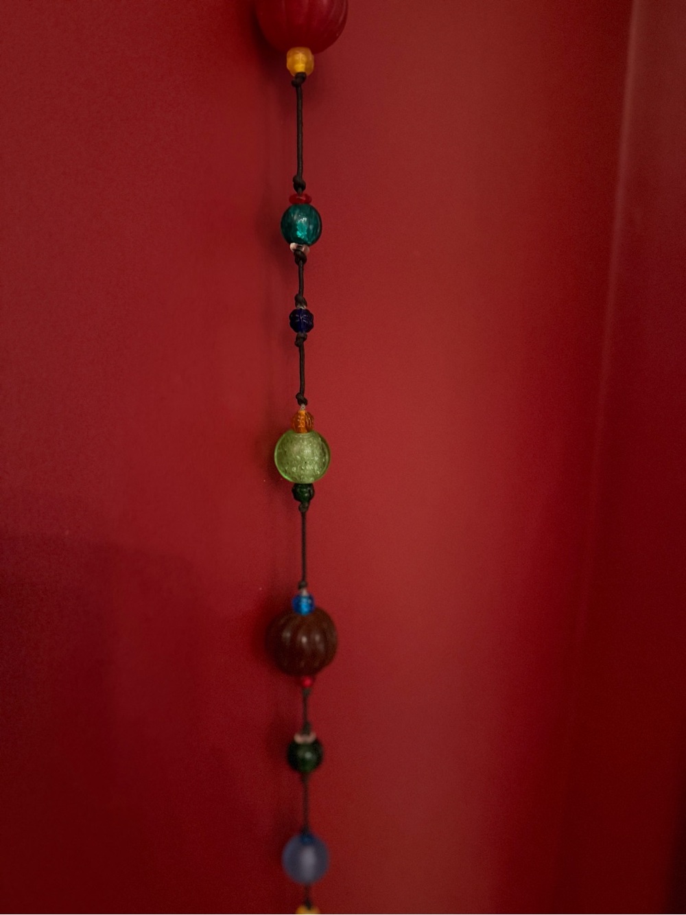 Decorative Glass Bead Hanging Garland - Green Accent
